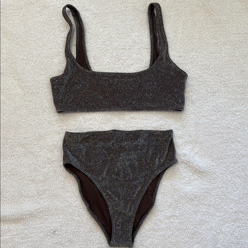 Skims Sparkling Brown Bikini Set M